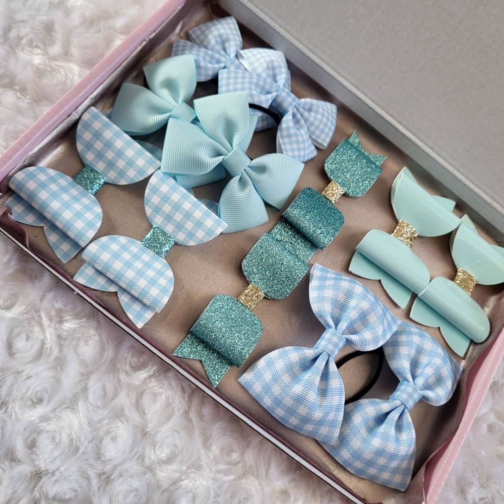 School Bow Box - Light Blue