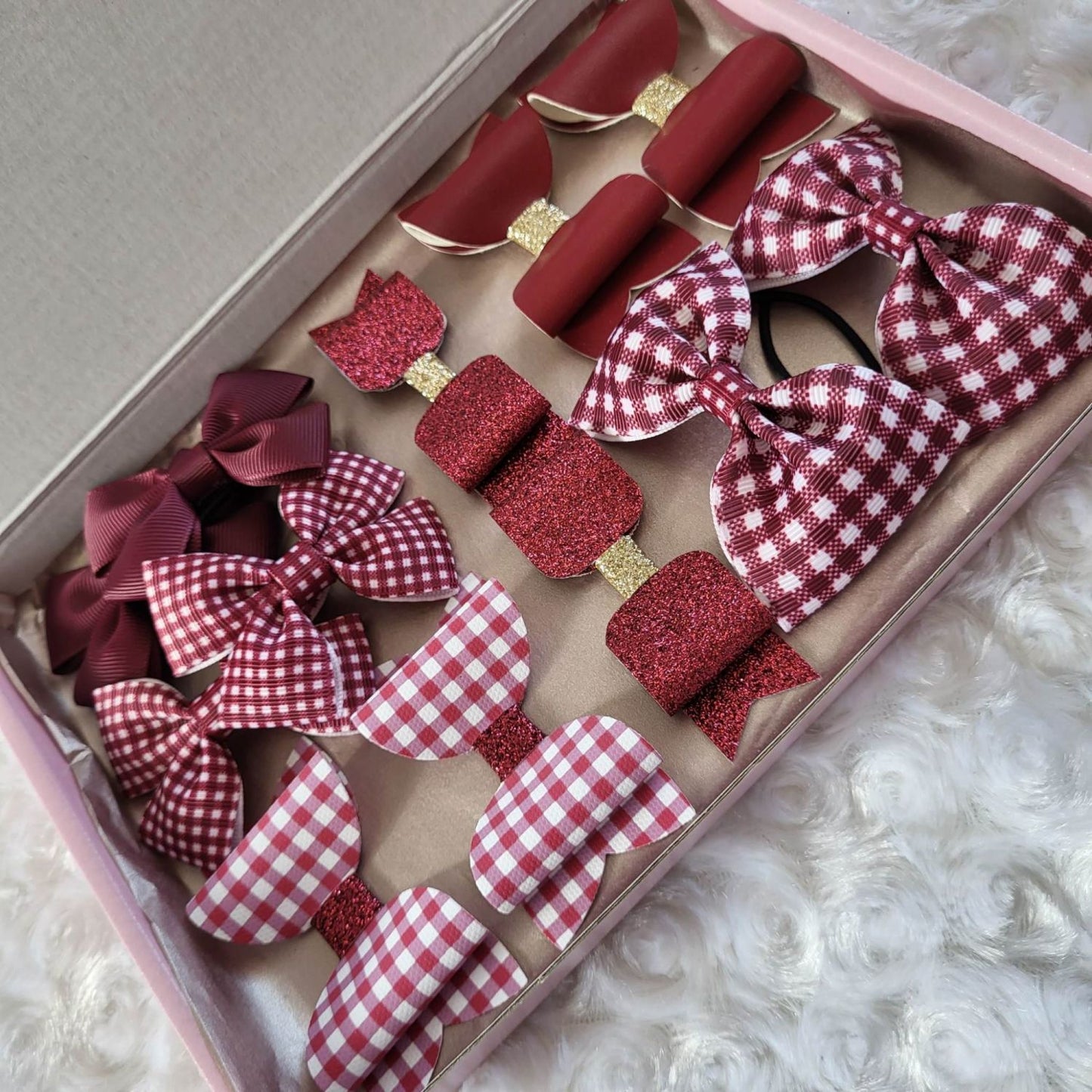 School Bow Box - Burgundy