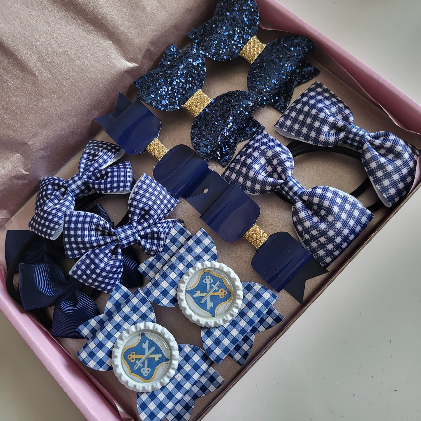 School Bow Box - Navy Blue