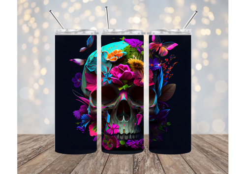 3d Flower Skull Tumbler