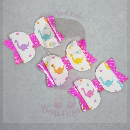 Pink Multi Dinosaur Bow