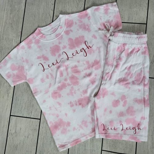 Pink Tie Dye Shorts Set