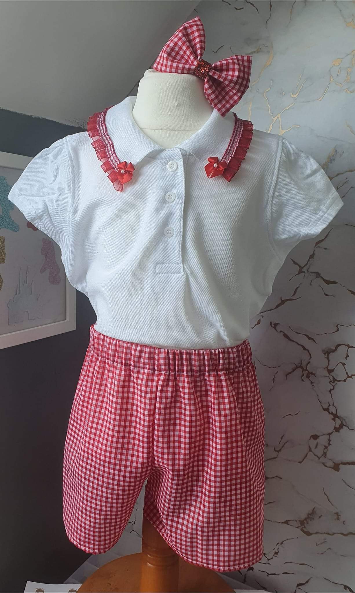 School Shorts Outfit - Red