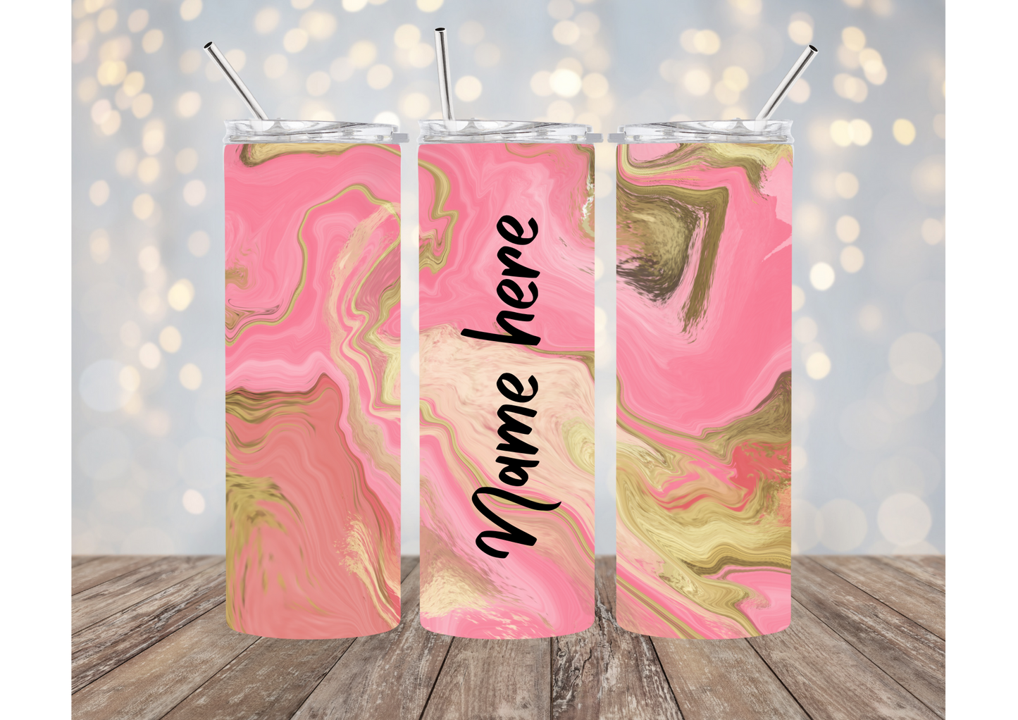 Pink & Gold Custom Tumbler